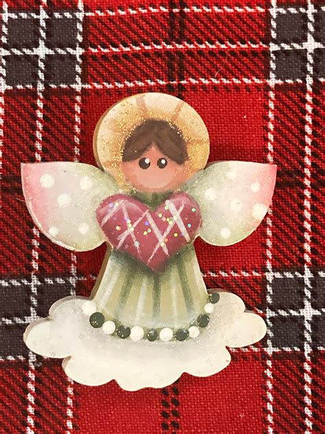 Angel Handpainted Pin Handmade Holiday Pin Angel Pin Angel Etsy