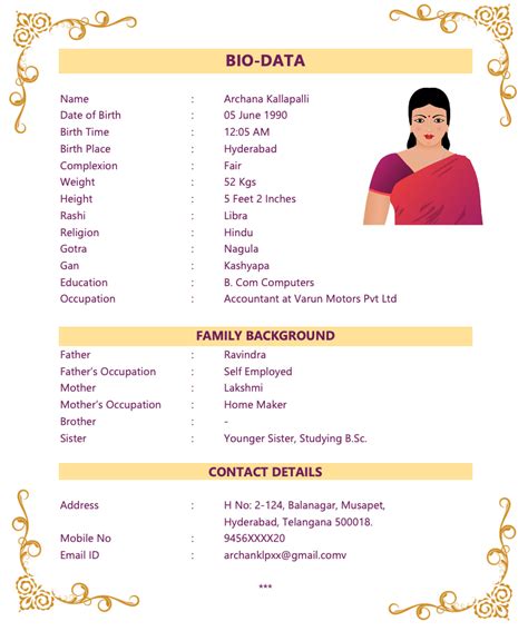 Latest Marriage Biodata Formats In Word And Pdf Free Download