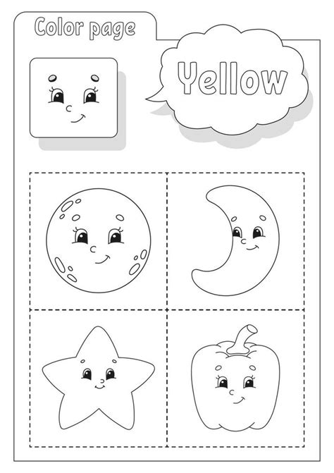 Coloring Book Yellow Learning Colors Flashcard For Kids Cartoon