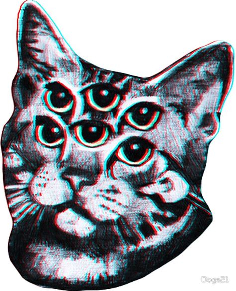 Psychedelic Cat 3d Vintage Effect Sticker By Doge21 In 2021