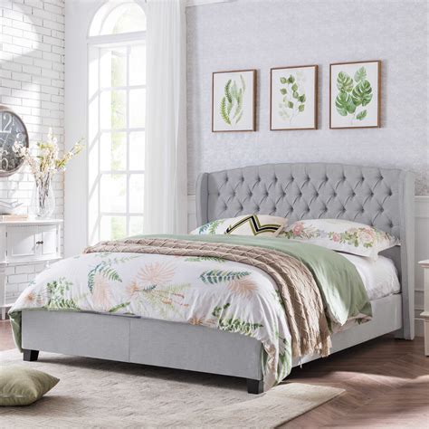 Twilight Fully Upholstered King Size Platform Bed Frame Low Profile