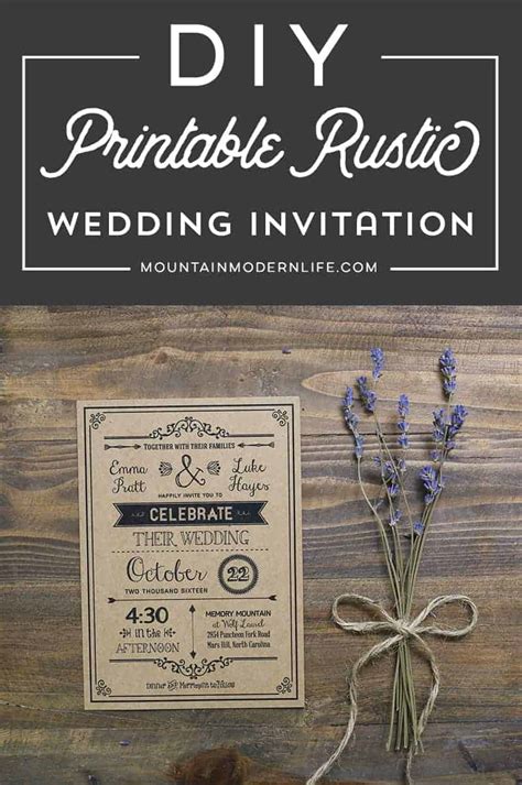 Vintage Rustic Diy Wedding Invitation Template