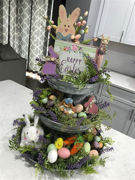 Easter 3 Tier Galvanized Tray Diy Easter Decorations Spring Easter