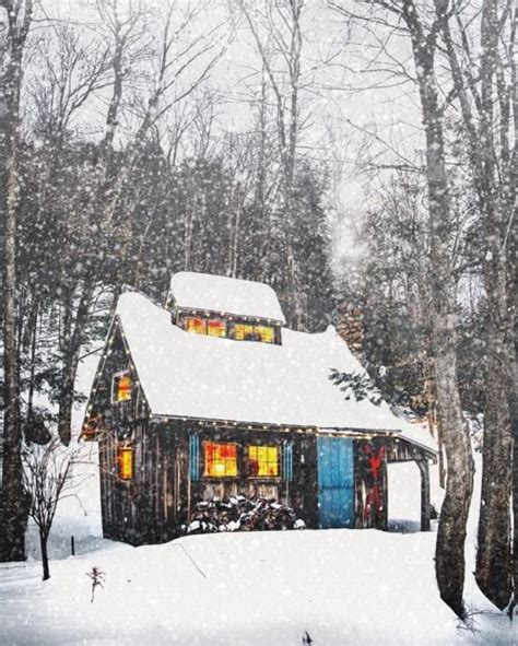 Pin By Christmas Kelly On Winter Whites Winter Cabin Little Cabin In