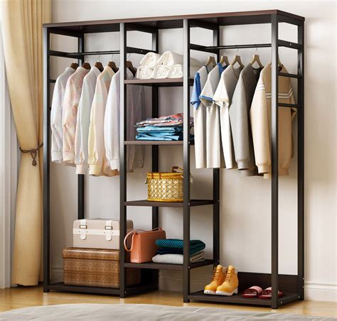 New Wardrobe Cupboard Shelves And Clothes Hanging Racks Furniture Black
