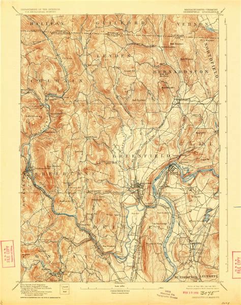 Grenfield Massachusetts 1894 1923 Usgs Old Topo Map Reprint 15x15 Ma