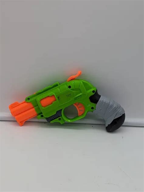 Nerf Zombie Doublestrike Dart Pistol Revolver Hammer Gun Green