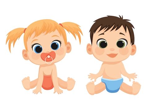 Niños De Dibujos Animados Ilustración De Lindos Bebés Pequeño Niño Y