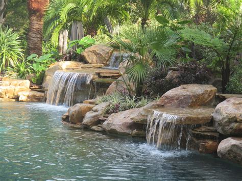 Pool Waterfall And Florida Landscaping Tropical Pool Miami By