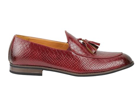 Mens Vintage Snakeskin Print Shiny Leather Tassel Loafers Smart Casual MOD Shoes EBay