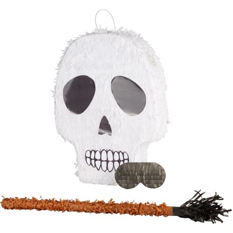 Halloween Skull Cardboard Pinata Stick And Blindfold Set
