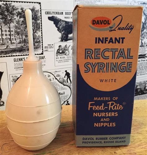 Vintage Davol Infant Baby Rectal Syringe In Original Box White No