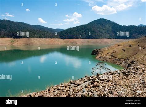 Abandoned Trinity Lake Reservoir With 25 Water During Extreme Drought
