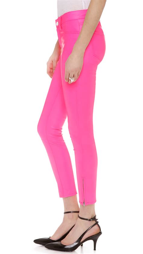 J Brand Leather Pants In Pink Lyst