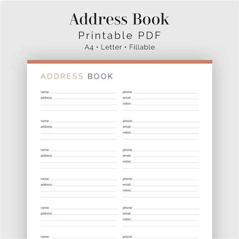 Address Book Fillable Printable Pdf Contact List
