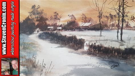 Watercolour Painting Demo Of A Simple Snow Scene Youtube