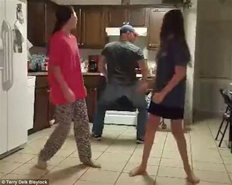 the video concludes with the girls shouting dad disapprovingly when they notice him dancing