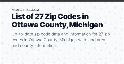 Ottawa County Zip Codes List Of 27 Zip Codes In Ottawa County Michigan