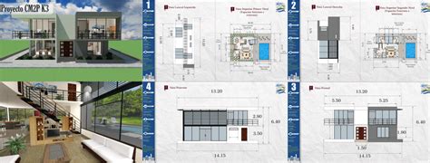 Diseños Y Planos De Casa De Dos Pisos Estilo Minimalista Proyecto Cm2p