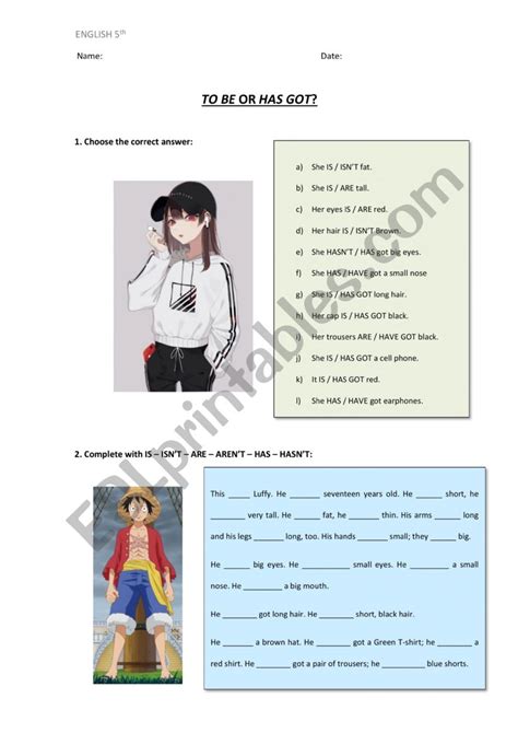 Present Simple Anime Esl Worksheet By Barra14033