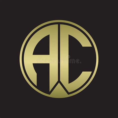Ac Logo Monogram Circle With Piece Ribbon Style On Gold Colors Stock