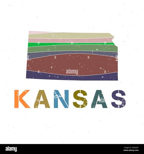 Kansas Map Design Shape Of The Us State With Beautiful Geometric Waves
