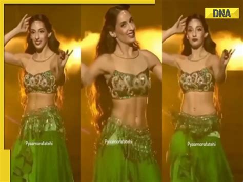 nora fatehi s unseen belly dance video in sexy green bralette thigh high slit skirt goes viral
