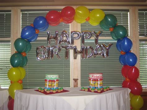 This is why the color palette plays a significant role. Cake table decoration with HAPPY BIRTHDAY balloons by www ...