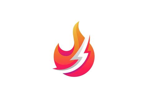 Premium Vector Fire Logo With Thunder Shape Combination