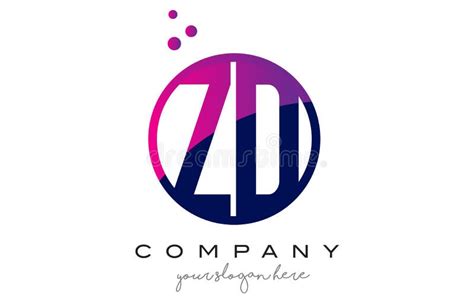 Zd Z D Circle Letter Logo Design With Purple Dots Bubbles Stock Vector