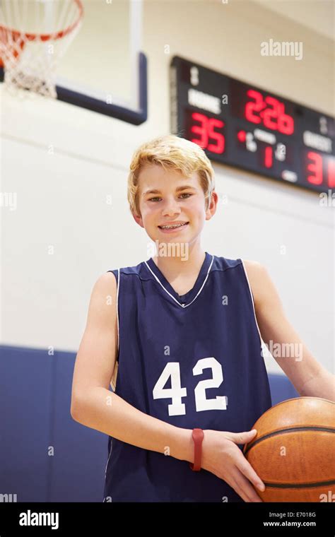 Portrait Of Male High School Basketball Player Stock Photo Alamy