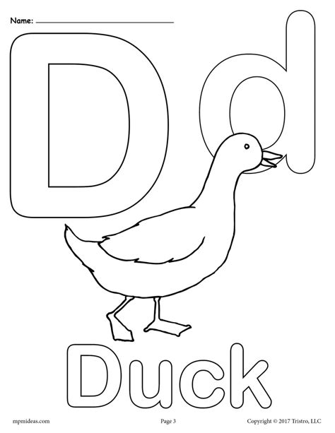 Letter D Alphabet Coloring Pages 3 Free Printable Versions Supplyme