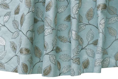 Powder Blue Leaves Fabric By The Yard Cotton Linen Etsy