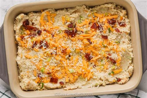 Twice Baked Cauliflower Casserole Easy Side Dish Easy Low Carb