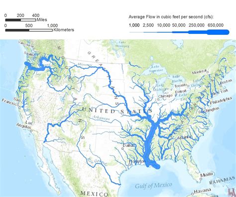 Large Rivers Map Of The United States 1 Whatsanswer