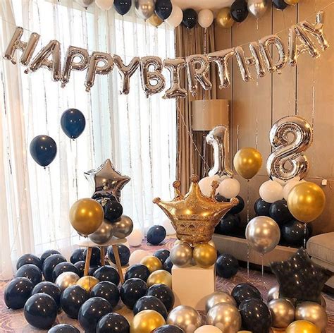 Black And Gold Birthday Balloon Kit Birthday Decor 16th 18th 21st 30th