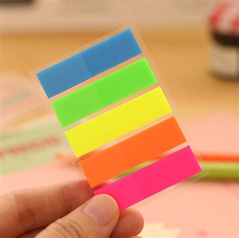 5 Color Cute 100 Pages Plastic Sticker Post It Bookmark Point It Marker