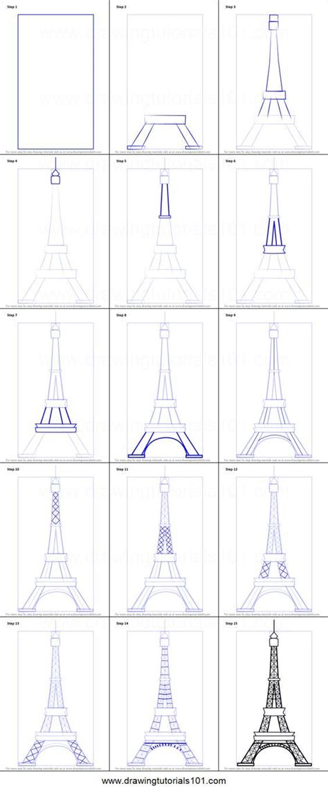 How To Draw An Eiffel Tower Printable Step By Step Drawing Sheet