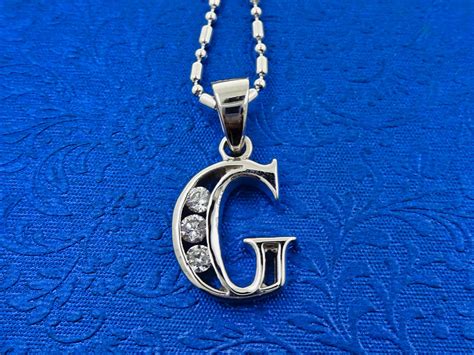 Silver Initial Letter G Pendant Necklace 925 Sterling T For Etsy Uk