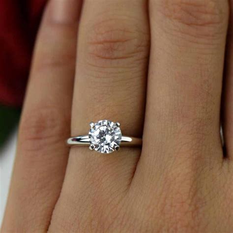 15 Ct 14k White Gold Ring Classic Solitaire Ring Engagement Ring