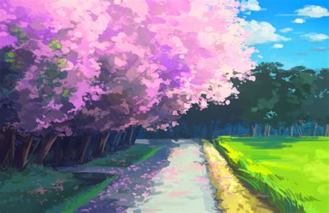Anime Scenery Cherry Blossoms Posted By Michelle Peltier