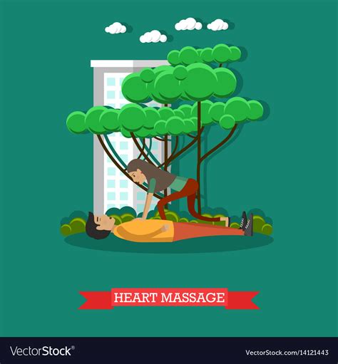 Heart Massage In Flat Style Royalty Free Vector Image