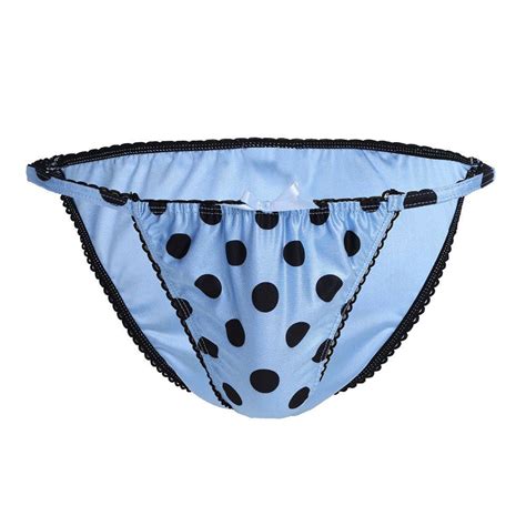 Intimates And Sleep Blue Thong G String W Lime Green Front And Different Colored Polka Dots S Panties