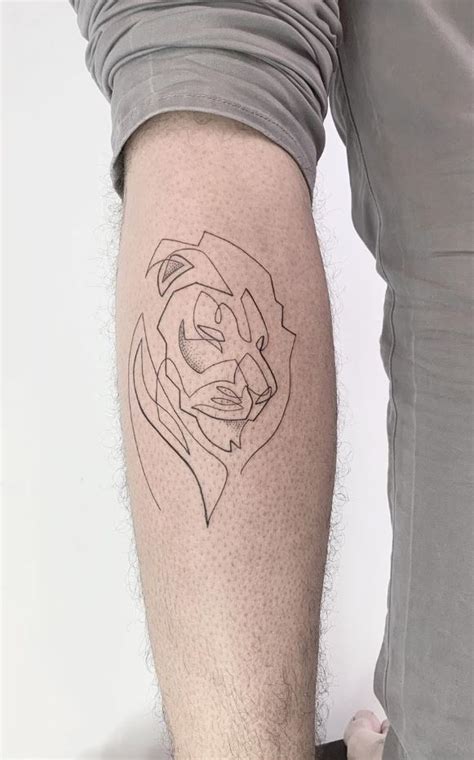 One Line Lion Tattoo Tattmaniatattmania