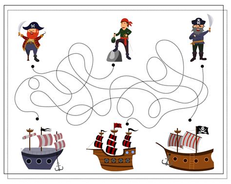 Een Spel Voor Kinderen Ga Door Een Doolhof Piraten En Een Piratenschip Download Free