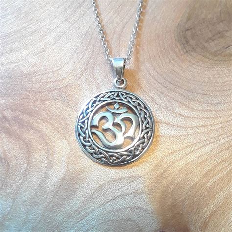 Sterling Silver Om Necklace Ohm Pendant Yoga Jewelry Etsy