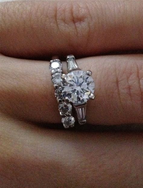 Round Diamond With Baguettes Engagement Ring And Small Round Diamonds