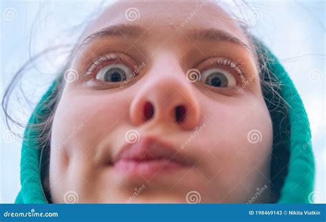 crazy sight of girl extreme close selfie from above stock image image of eyebrow facial