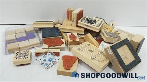 Lot Of Assorted Wooden Ink Stamps