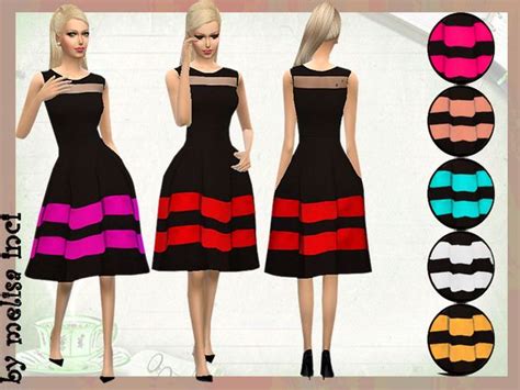 The Sims Resource Colorblock Stripe Fit Flare Dress By Melisa Inci